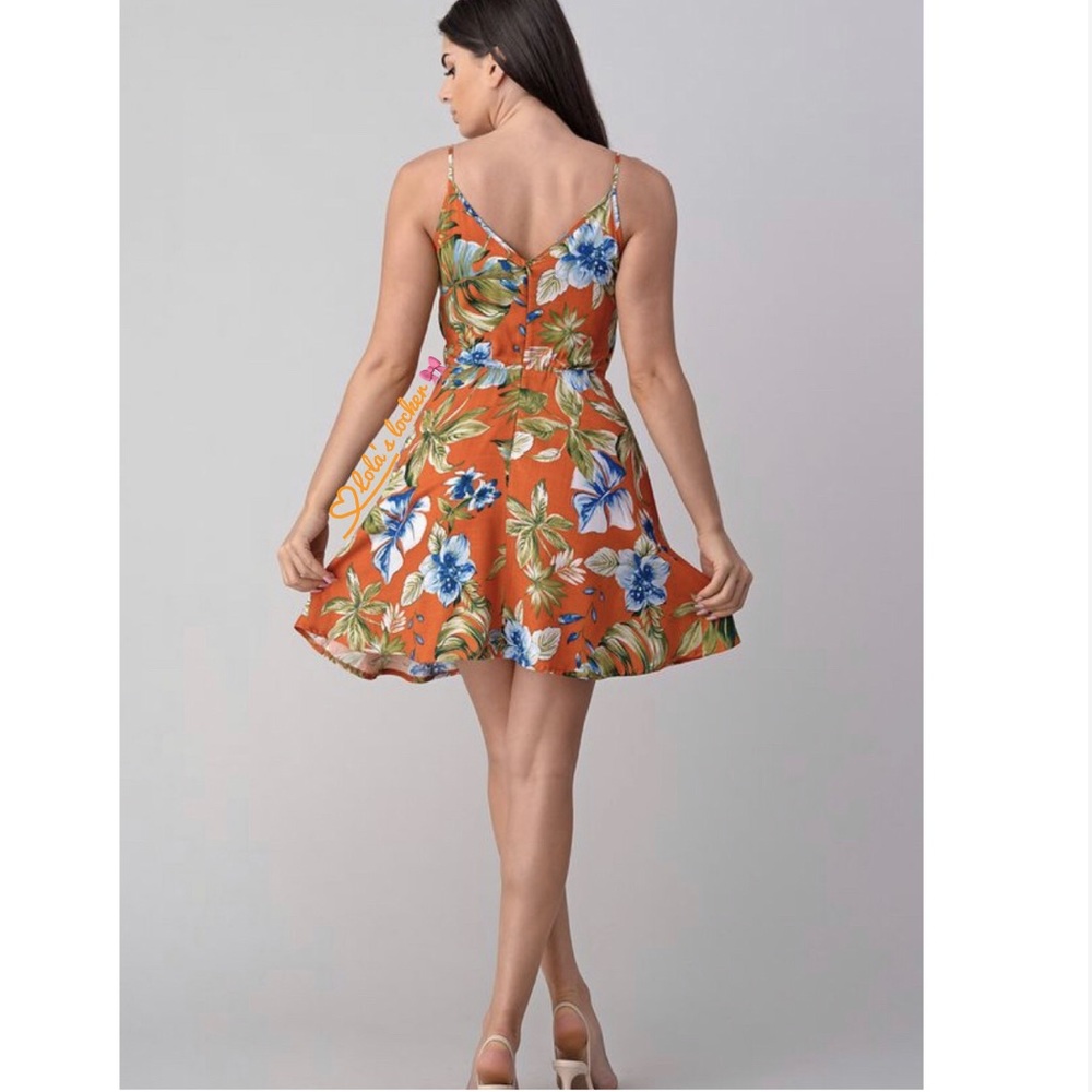 Tropical Floral Print Mini Dress - Picture 2 of 8